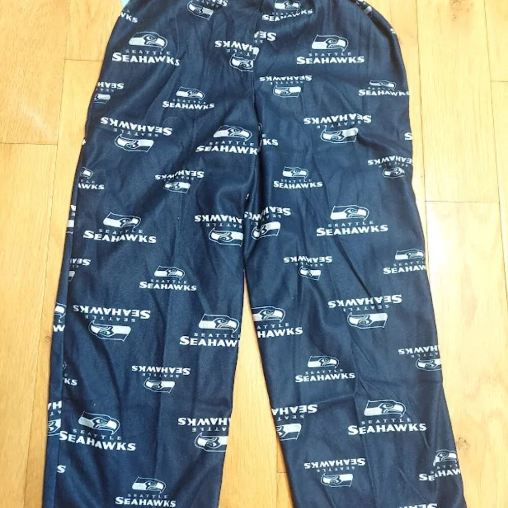 NFL‎ Kids Boys and Girls Seattle Seahawks L 7 Navy Blue Flannel Pajama Pant New